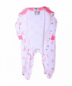 Bộ body dài tay viền hồng liền tất in hình