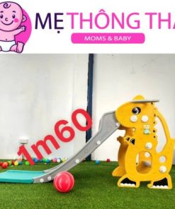 cầu trượt khủng long vàng
