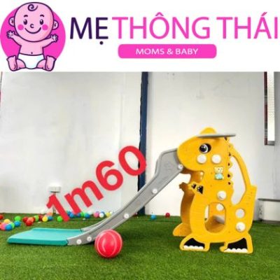 cầu trượt khủng long vàng