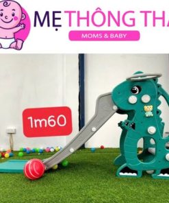 cầu trượt khủng long xanh lá